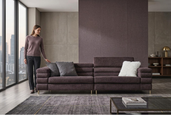 Wohnzimmer Polstersofas Designer 4-Sitzer Couch Brauner Viersitzer Neu