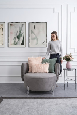 Grauer Polster Sessel Wohnzimmer Einsitzer Textil Sessel Lounge Möbel