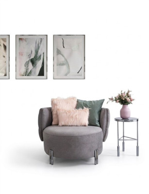 Grauer Polster Sessel Wohnzimmer Einsitzer Textil Sessel Lounge Möbel