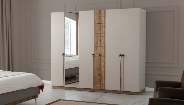 Beiger Schlafzimmer Kleiderschrank Designer Schränke Luxus Holzschränke