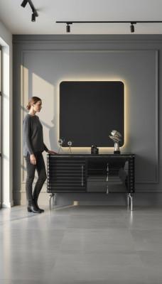 Schwarzes Schlafzimmer Set Designer Kommode mit LED-Spiegel Garnitur