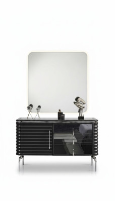 Schwarzes Schlafzimmer Set Designer Kommode mit LED-Spiegel Garnitur