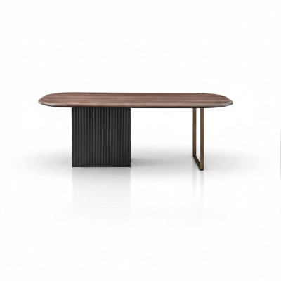 Brauner Holztisch Designer Esszimmer Möbel Halbrunder Edler Esstisch