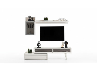 Weiße Holz Wohnwand Designer Wandschrank Luxus Regal Edler TV-Schrank