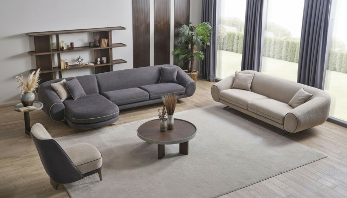 Wohnzimmer Luxus Set Ecksofa- L-Form 3+1 Sitzer Couchtisch Beistelltisch
