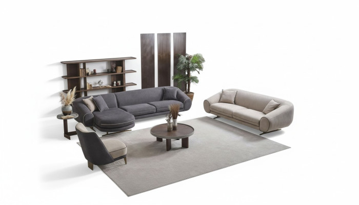 Wohnzimmer Luxus Set Ecksofa- L-Form 3+1 Sitzer Couchtisch Beistelltisch