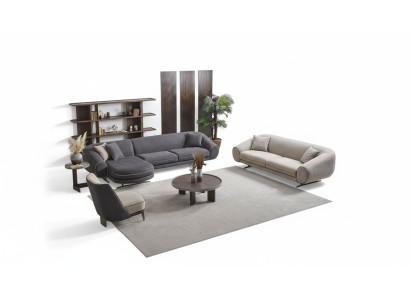 Wohnzimmer Luxus Set Ecksofa- L-Form 3+1 Sitzer Couchtisch Beistelltisch
