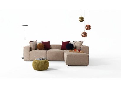 Beiges Wohnzimmer Luxus Ecksofa L-Form Sofa Polster Moderne Couchen Neu