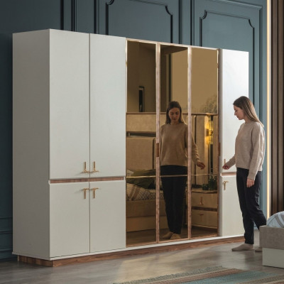 Weißer Moderner Kleiderschrank Schlafzimmer Schränke Luxus Holz Möbel