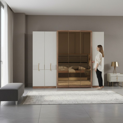 Weißer Kleiderschrank Designer Holz Schrank Schlafzimmer Glasschrank