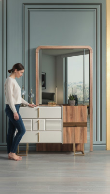 Moderne Kommode Mit Spiegel Designer Kommoden Schlafzimmer Garnitur 2tlg