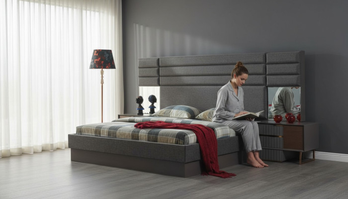 Schlafzimmer Einrichtung Luxus Doppelbett Designer Nachttische 3tlg Set