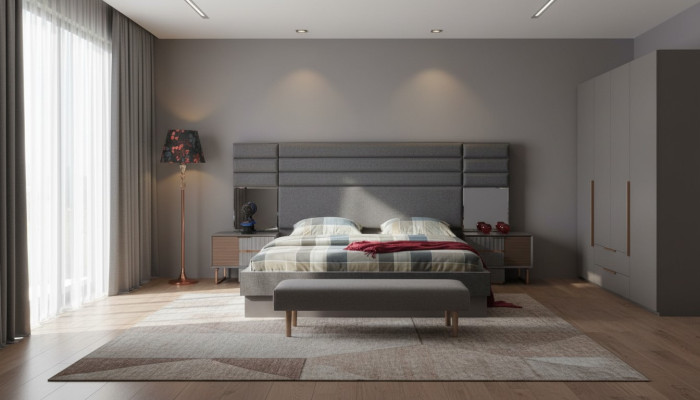 Schlafzimmer Einrichtung Luxus Doppelbett Designer Nachttische 3tlg Set
