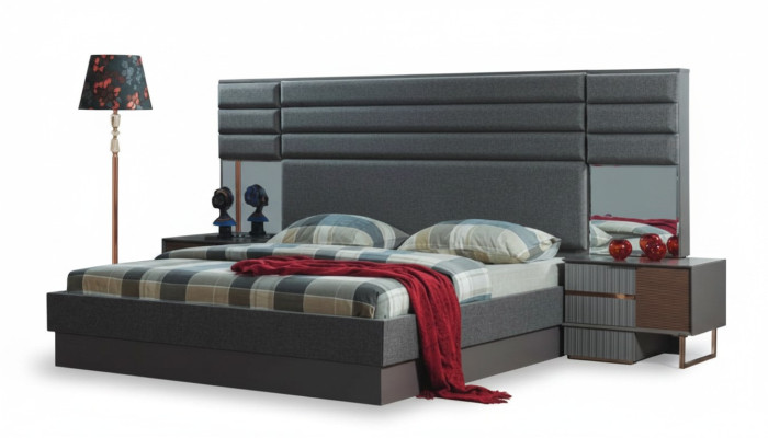 Schlafzimmer Einrichtung Luxus Doppelbett Designer Nachttische 3tlg Set