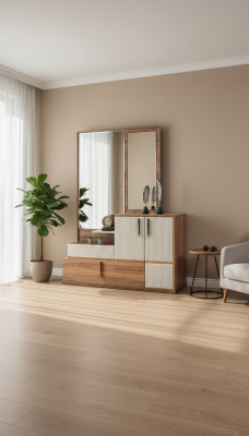 Weiß-Braune Kommode Spiegel Schlafzimmer Holz Möbel Designer Garnitur