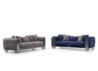 Komplett Set 2 tlg Luxus Möbel Polster Stoff Sofagarnitur 3+3 Sitzer Neu