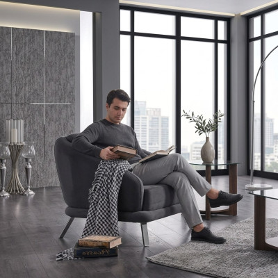 Sessel Textil Modern Möbel Designer Sitz Wohnzimmer Polstersessel 84x79x91