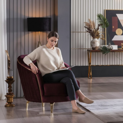 Moderner Sessel Designer Sitz Polster Stoff Textil Möbel Wohnzimmermöbel