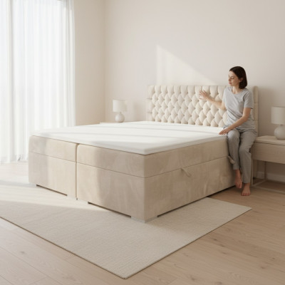 Chesterfield Doppelbett Schlafzimmer Luxus Bett Modern Möbel Boxspringbett