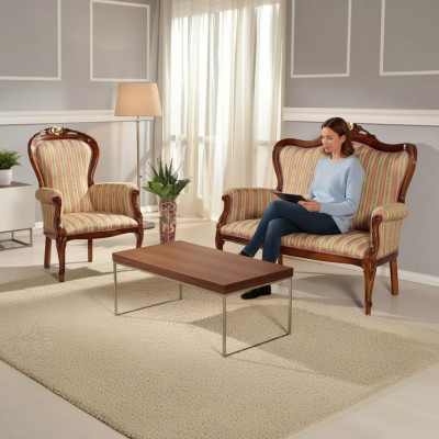 Klassische Sofagarnitur Sitzmöbel Dreisitzer Sitzbank Couchtisch Luxus