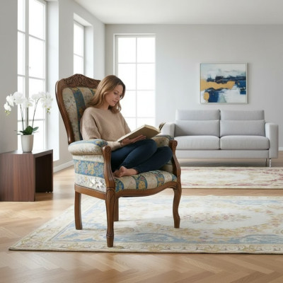 Sessel Designer Sitz Luxus Textil Polster Stoff Möbel Klassisches Design