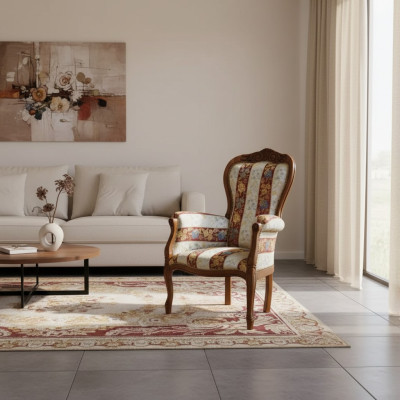 Klassischer Designer Sessel Wohnzimmermöbel Sitzmöbel Textil Möbel Neu