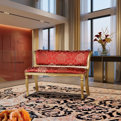 Sitzbank Polster Stoff Sitz Stil Klassische Designer Wohnzimmer Möbel