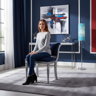 Blauer Chesterfield Esszimmerstuhl Sitzmöbel Polsterstuhl Sessel Klassisches Design