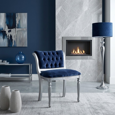 Blauer Chesterfield Esszimmerstuhl Sitzmöbel Polsterstuhl Sessel Klassisches Design