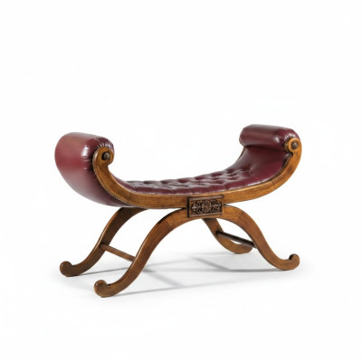 Braune Sitzbank Klassischer Hocker Antil Stil Sitzmöbel Polsterbank Stoff