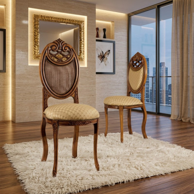 Stuhl Möbel Design Polsterstuhl Esszimmerstuhl Klassisch Holz Bänke