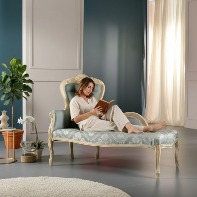 Luxus Möbel Chaiselongue Wohnzimmer Klassischer Design Textil Polster