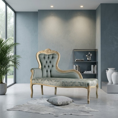 Luxus Möbel Chaiselongue Wohnzimmer Klassischer Design Textil Polster
