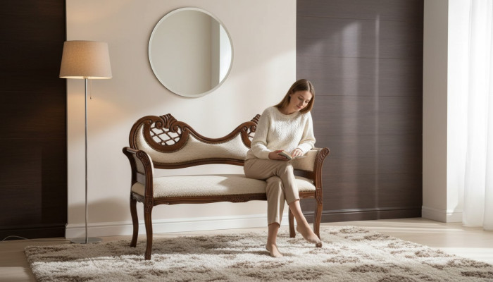 Wohnzimmer Luxus Bank Polster Stoff Textil Sitzmöbel Polsterbank
