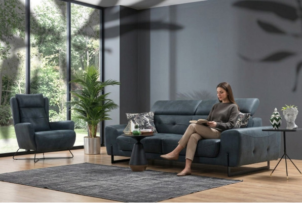 Sofagarnitur 2 tlg Dreisitzer Sofa Couch Wohnzimmer Designer Sessel Textil Möbel