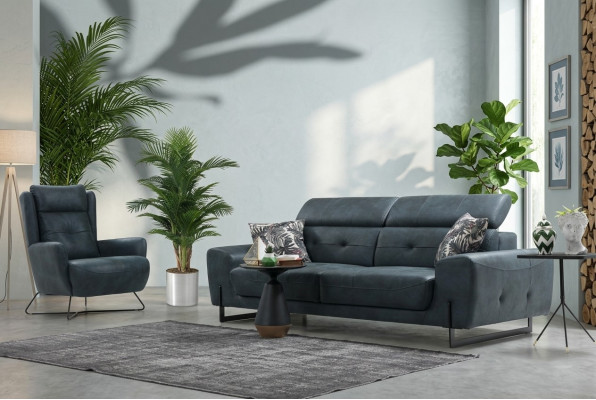 Sofagarnitur 2 tlg Dreisitzer Sofa Couch Wohnzimmer Designer Sessel Textil Möbel
