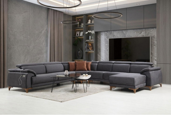 Wohnzimmer Ecksofa U-Form Polstermöbel Sofa Couch Modern Möbel Design