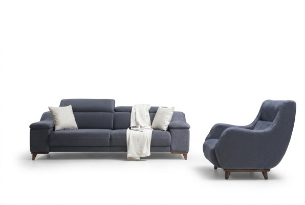 Wohnzimmer Komplett 2 tlg Dreisitzer Sofa Modern Sessel Textil Neu Möbel Couch