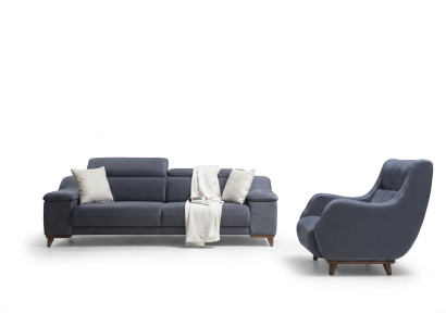 Wohnzimmer Komplett 2 tlg Dreisitzer Sofa Modern Sessel Textil Neu Möbel Couch