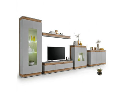 Wohnzimmer Set 5 tlg TV Ständer Modern Vitrine Holz Möbe Luxus Kommode Neu