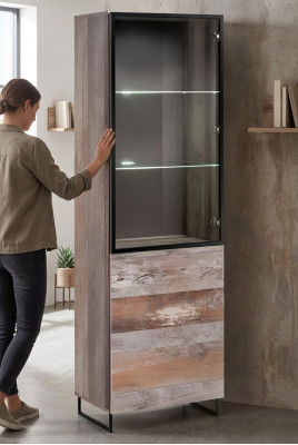 Vitrine Design Schrank Holz Moderne Neu Möbel Grau Holz Einrichtung