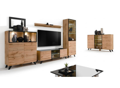 Wohnwand Set 5 tlg Luxus Wohnzimmer Kommode TV-Ständer Design Einrichtung