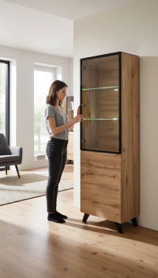 Wohnzimmer Luxus Vitrine Schrank Holz Modern Möbel Designer Einrichtung