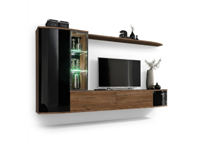 Wohnwand Set Luxus Wohnzimmer TV Ständer Holz Wandregal Wandschrank Neu