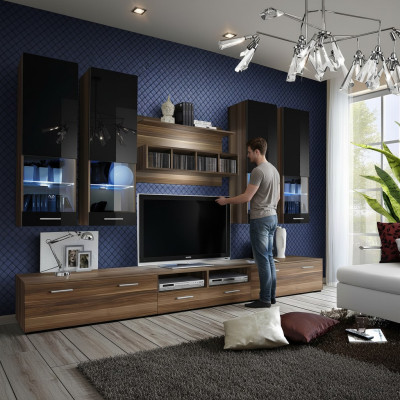 Design Wohnwand TV Ständer 4x Wandschrank Lowboard Wandregal Luxus Möbel