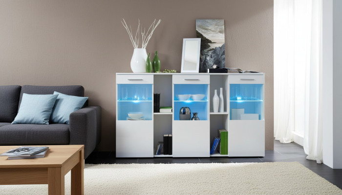 Designer Neu Weiß Kommode Luxus Wohnzimmer Modern Holz Möbel