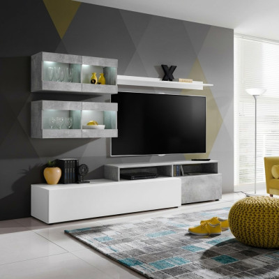 Luxusná moderná sivá stenná jednotka na TV