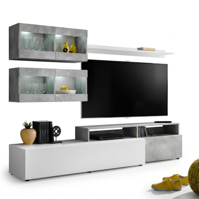 Luxusná moderná sivá stenná jednotka na TV