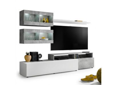 Luxusná moderná sivá stenná jednotka na TV