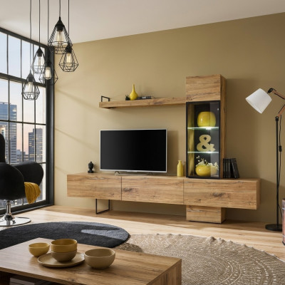 Wohnwand Designer Wohnzimmer Set Lowboard Wandregal TV-Ständer Neu Möbel